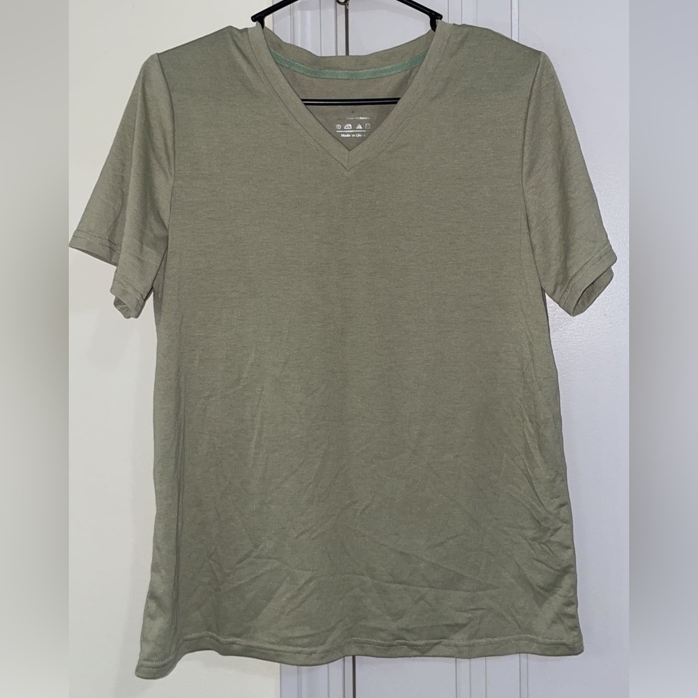 Shein Olive Green V Neck Tee Size L